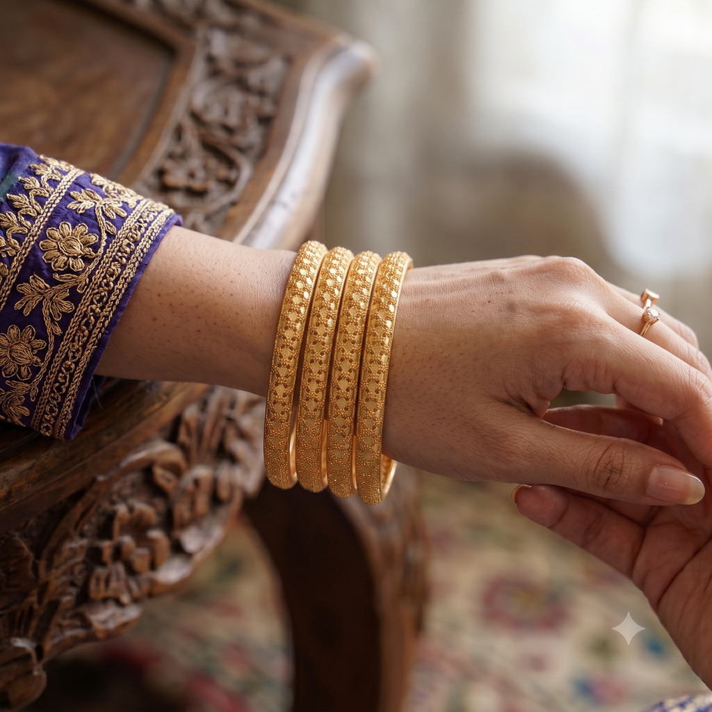 Beautiful antique gold plated bangle set for women ( set of 4 )
