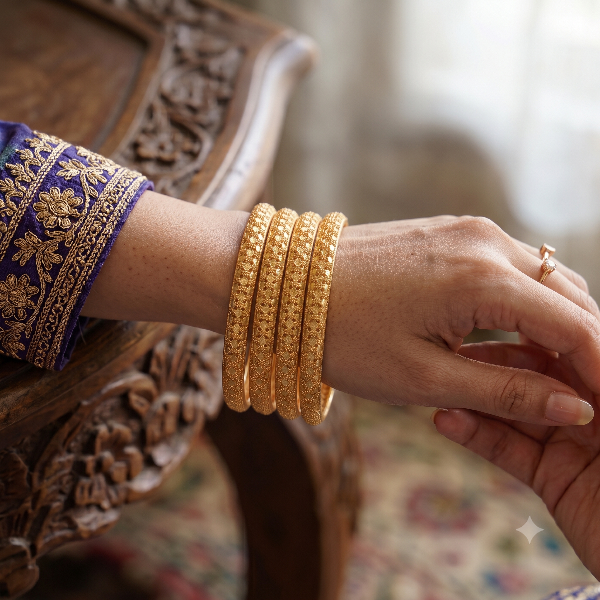 Beautiful antique gold plated bangle set for women ( set of 4 )