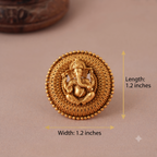 Cute antique gold plated round ganesh finger ring I Temple Jewellery