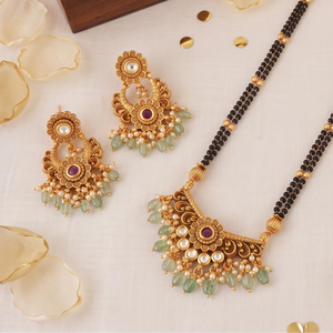 Stunning antique gold kundan multicolor mangalsutra set