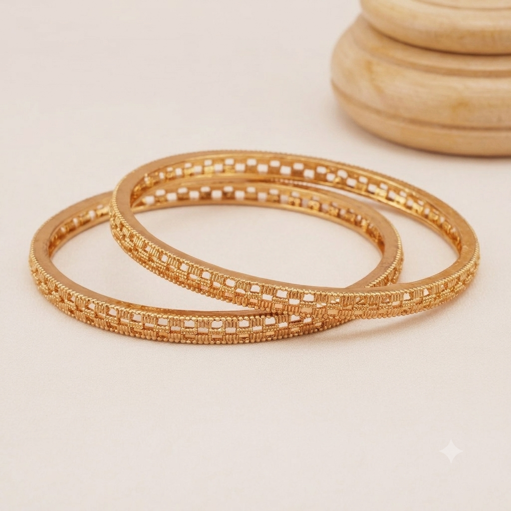 Gold plated suheri jaal bangle set
