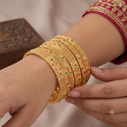 Beautiful antique gold stone bangle set (set of 6)