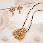 Stunning stone antique gold mangalsutra set