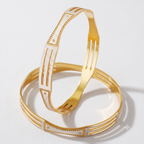 Stunning dual tone gold plated bangle set
