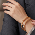 Sleek elegant gold plated diamond bangle set for women