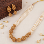 Beautiful antique gold pearl mala necklace set
