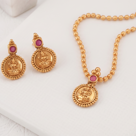 Cute maa lakshmi pendant set I Temple Jewellery