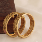 Royal antique gold multicolor stone openable bangle set