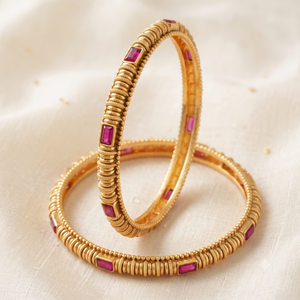 Traditional antique gold ruby bangle set