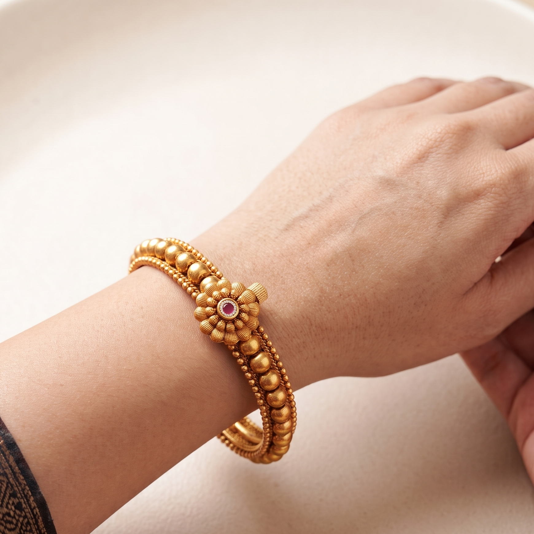 Beautiful traditional antique gold kada bangle