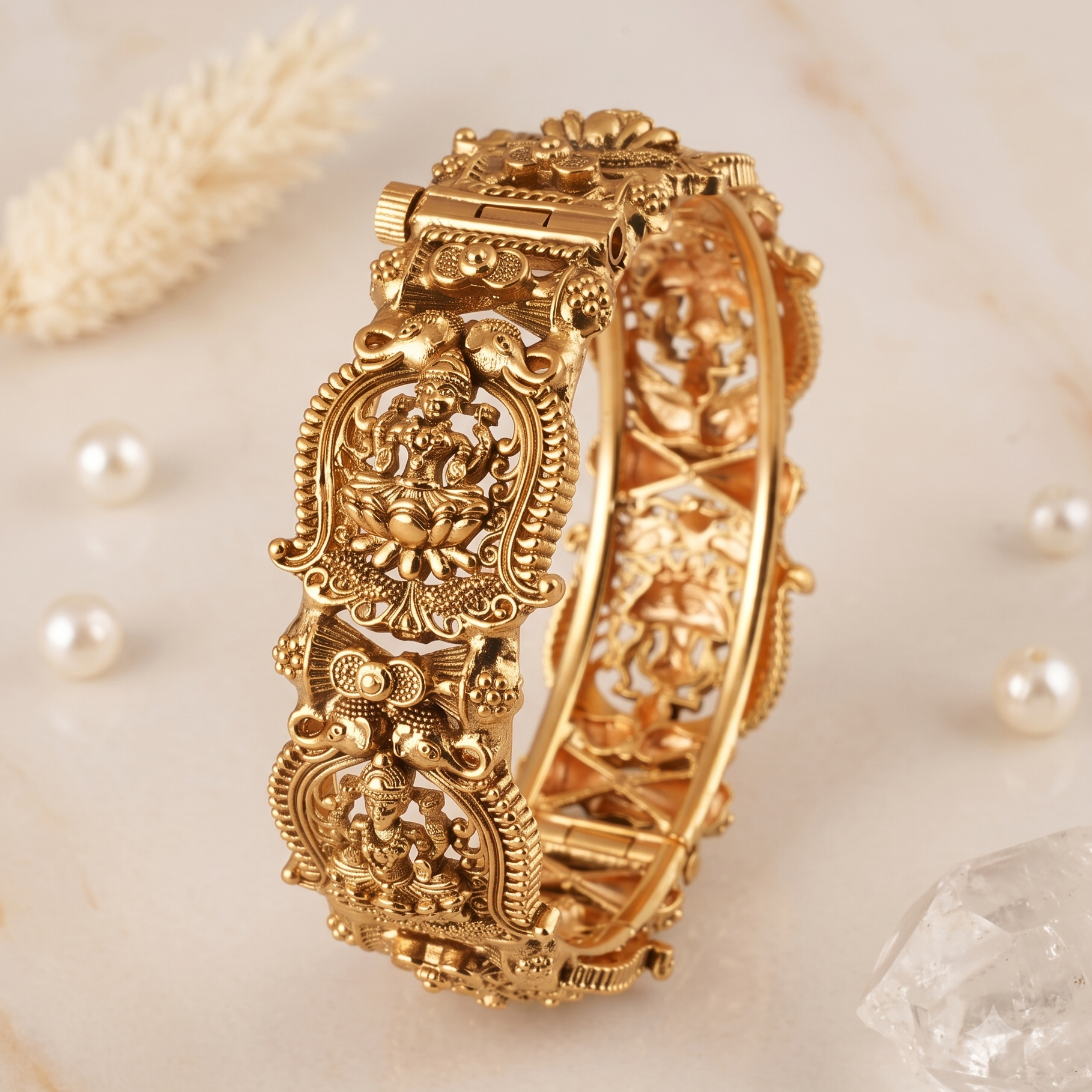 Amazing antique gold Maa Lakshmi openable kada bangle I Temple Jewellery