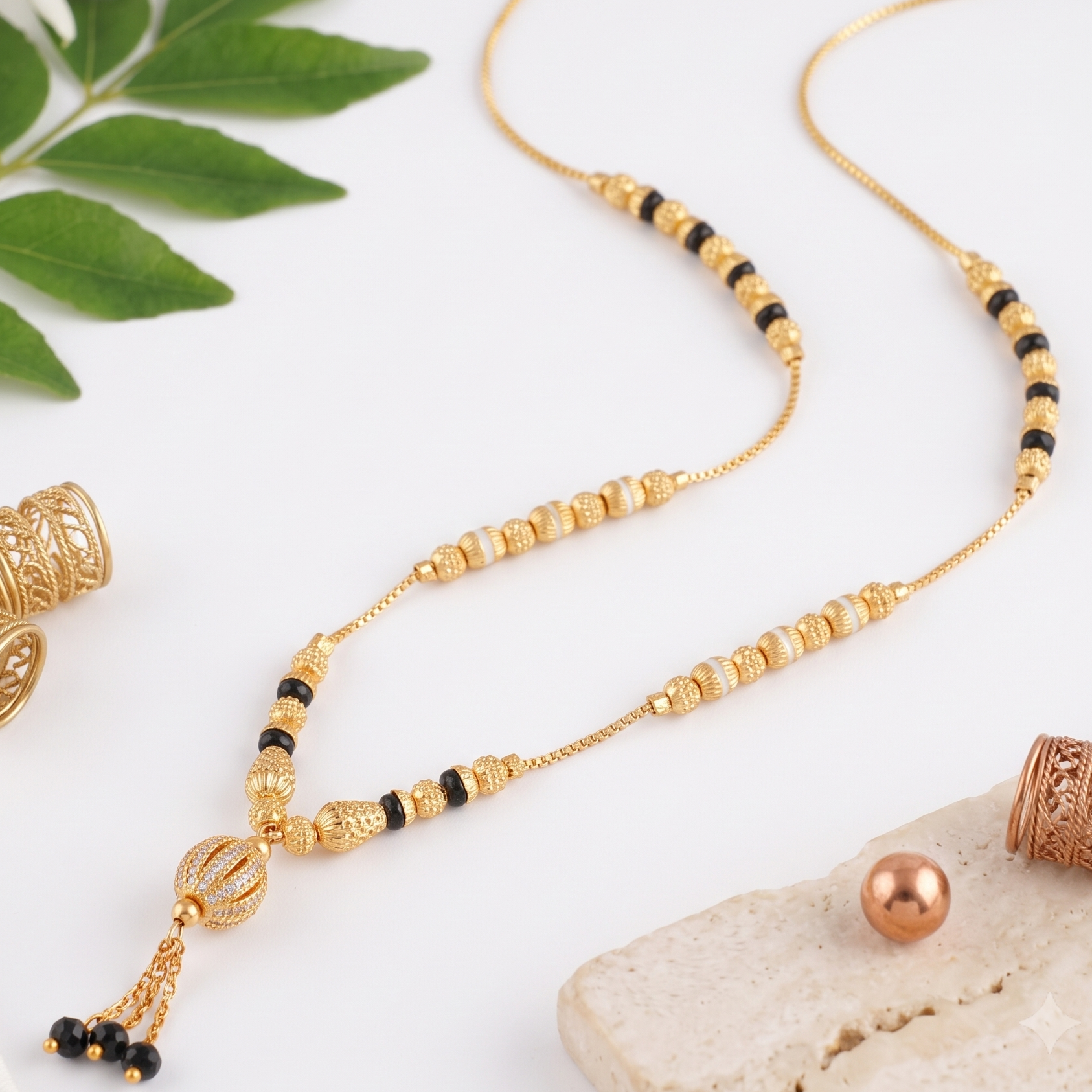 Elegant ball drop gold plated mangalsutra