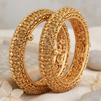 Stunning plain antique gold plated bangle set