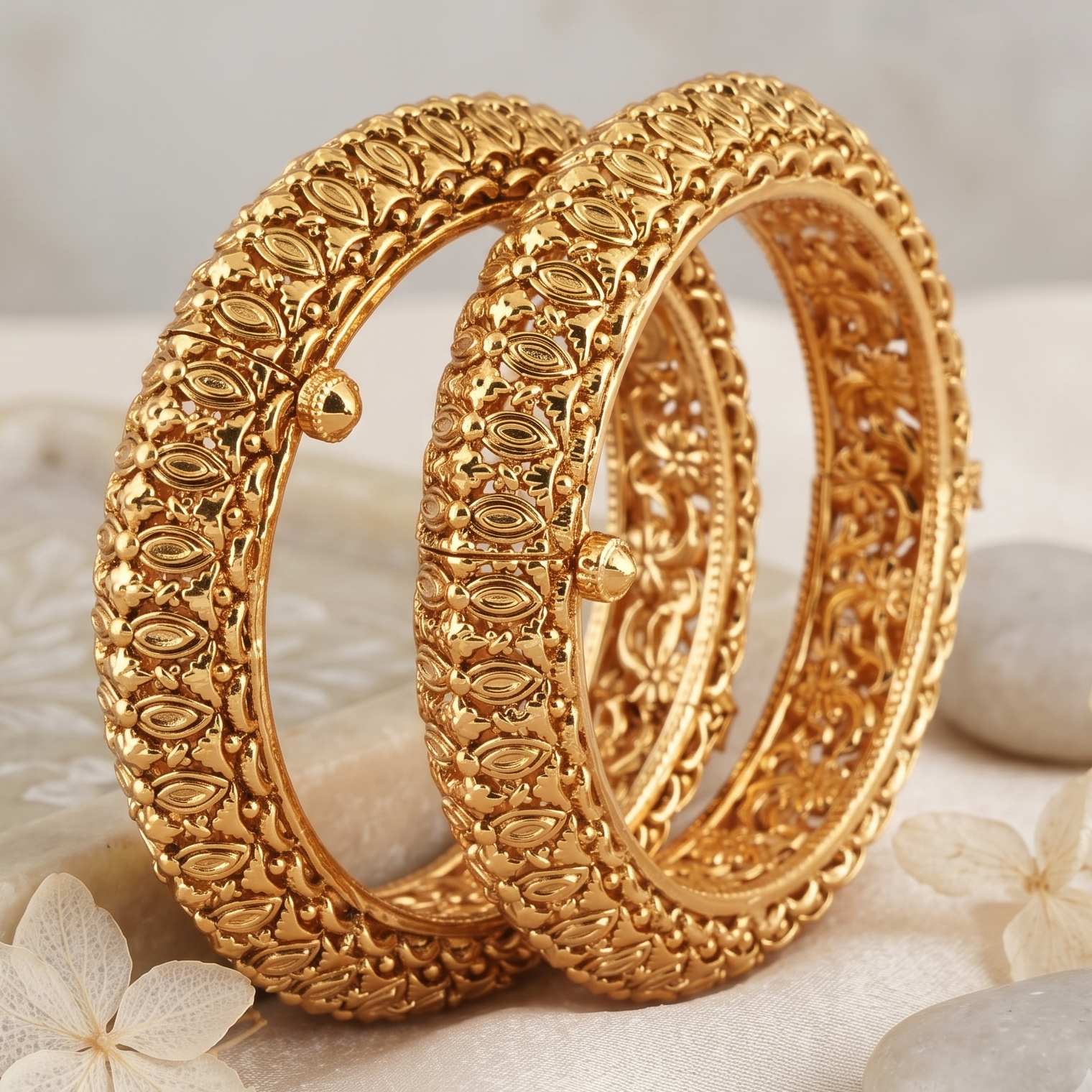 Stunning plain antique gold plated bangle set