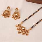 Long antique gold kundan mangalsutra necklace set