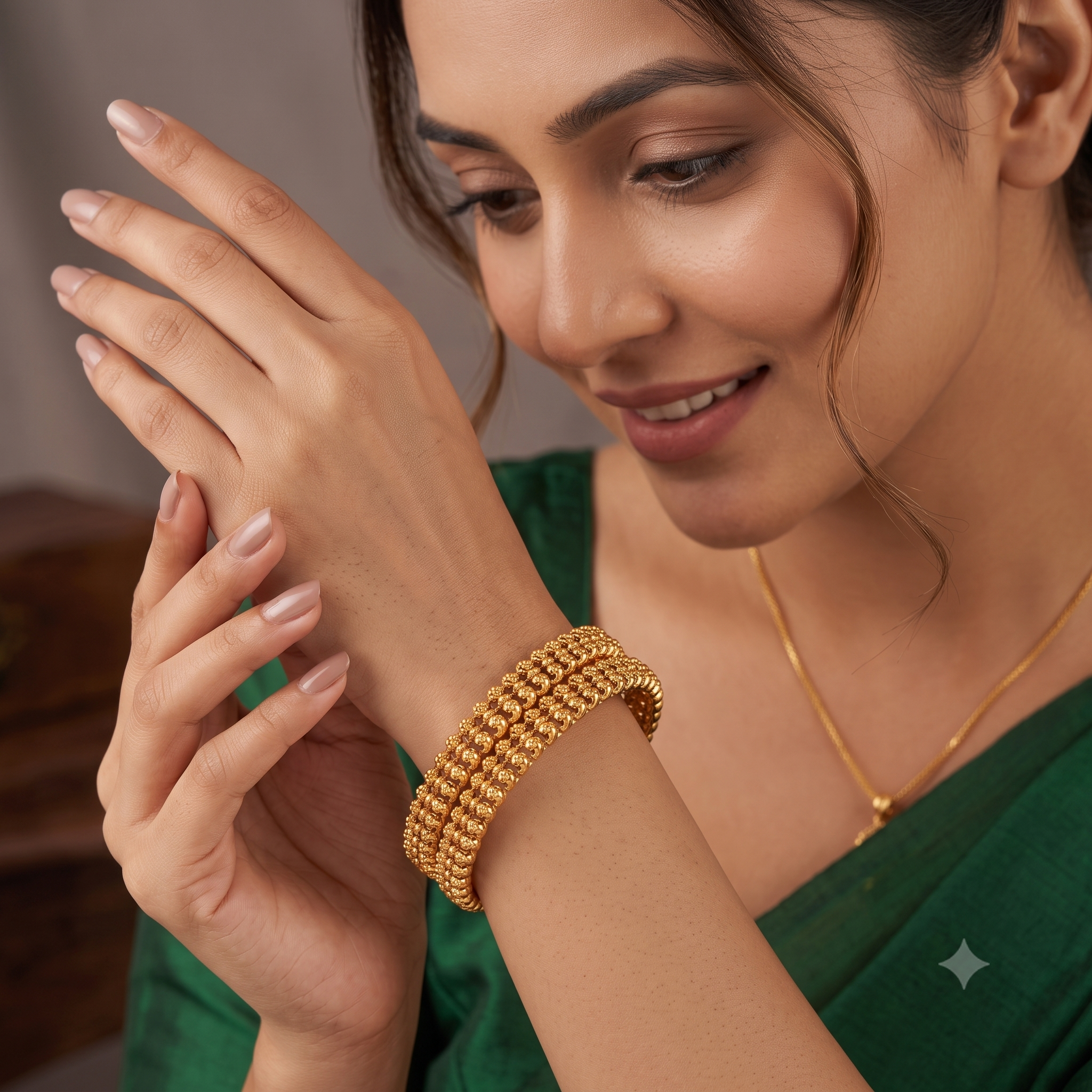 Plain antique gold traditional bangle set