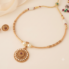 Stunning antique gold pearl hasli necklace set