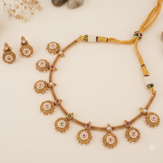 Stunning antique gold pearl necklace set