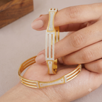 Stunning dual tone gold plated bangle set