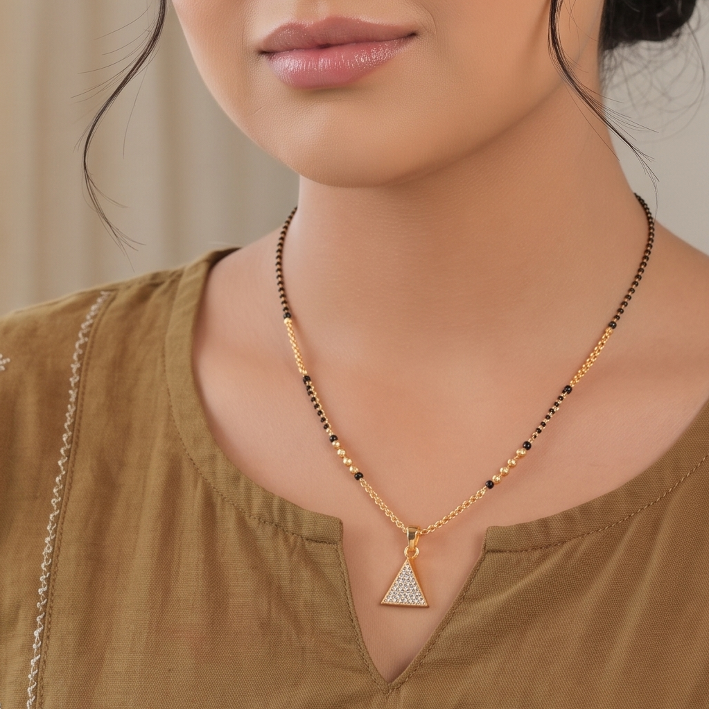 Cute diamond gold plated mangalsutra