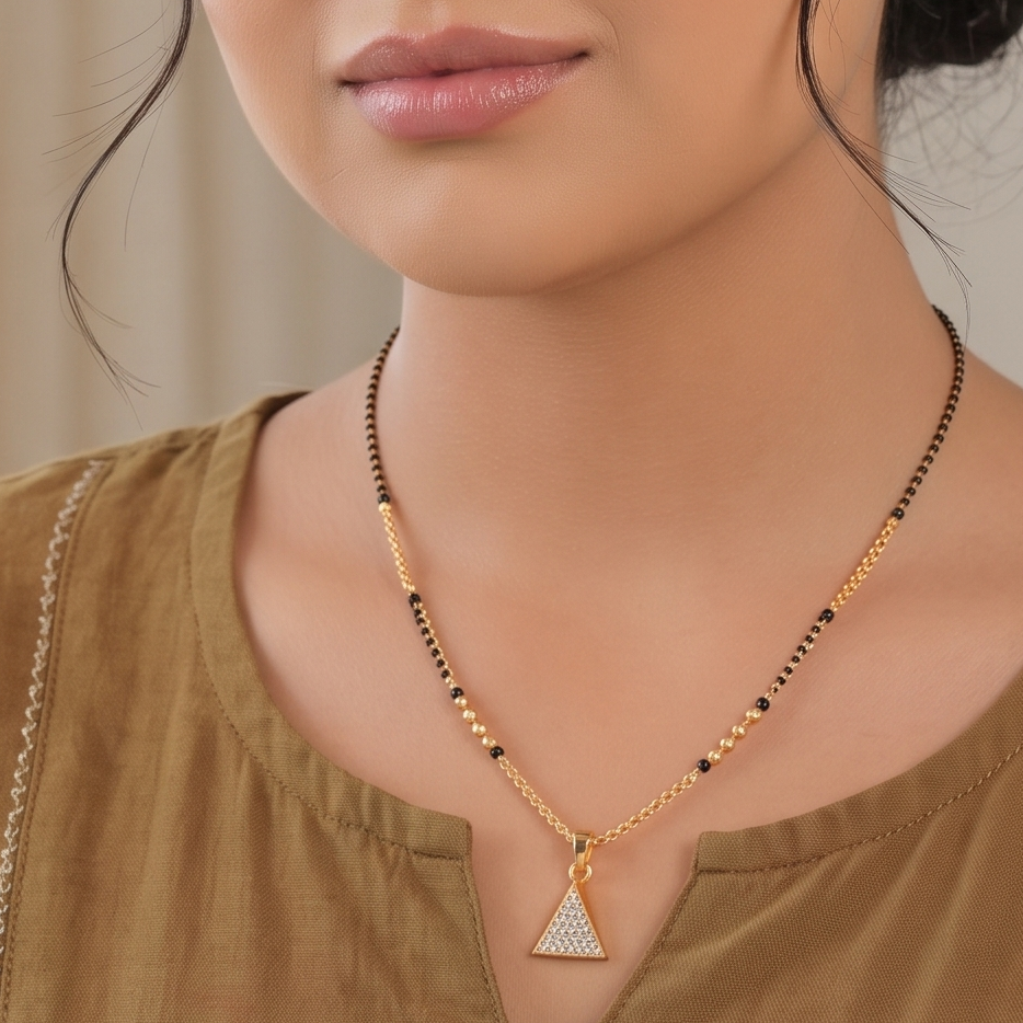 Cute diamond gold plated mangalsutra