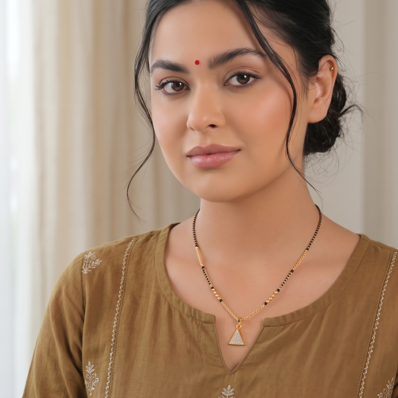 Cute diamond gold plated mangalsutra