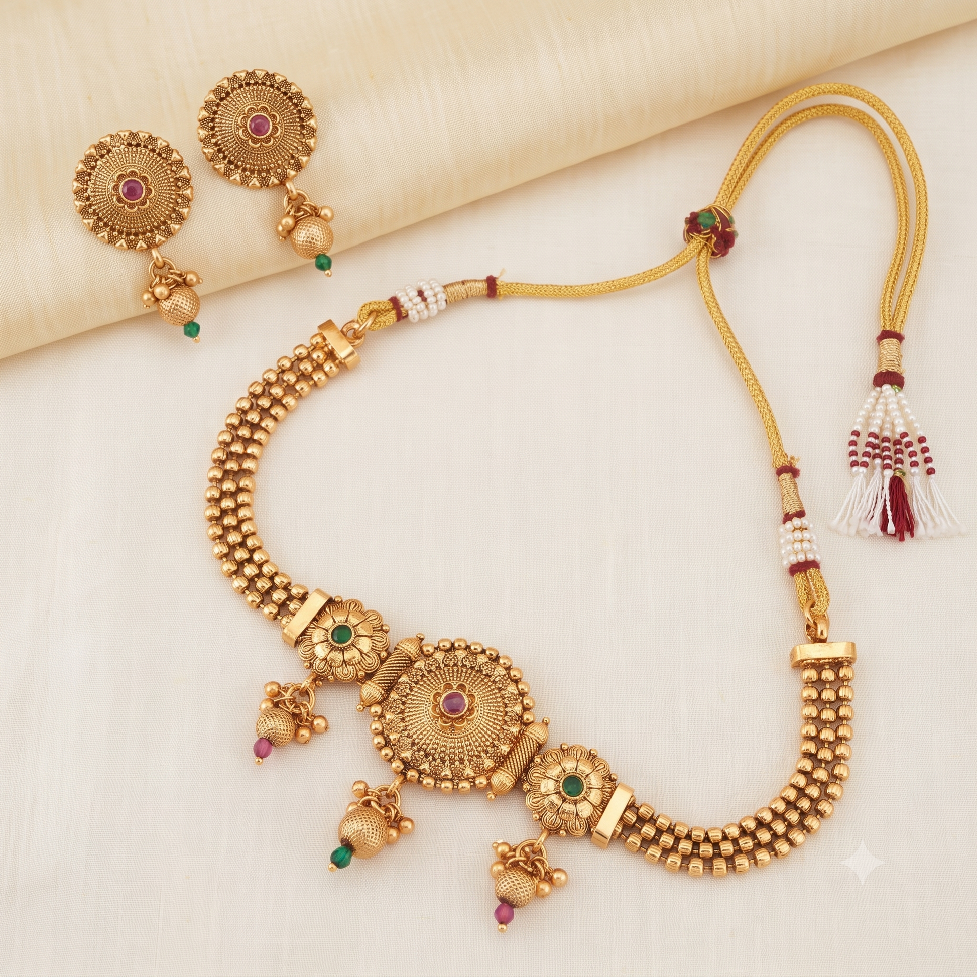 Beautiful antique gold stone choker set