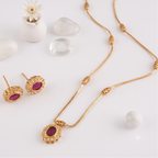 Cute antique gold ruby stone pendant set