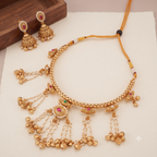 Stunning antique gold zaria tassel necklace set