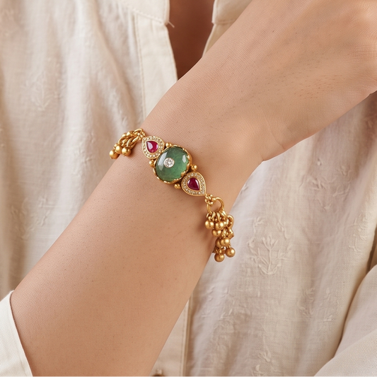 Cute elegant multicolor antique gold bracelet
