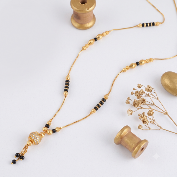 Sleek gold plated diamond ball mangalsutra