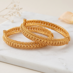 Amazing antique gold plain floral bangle set