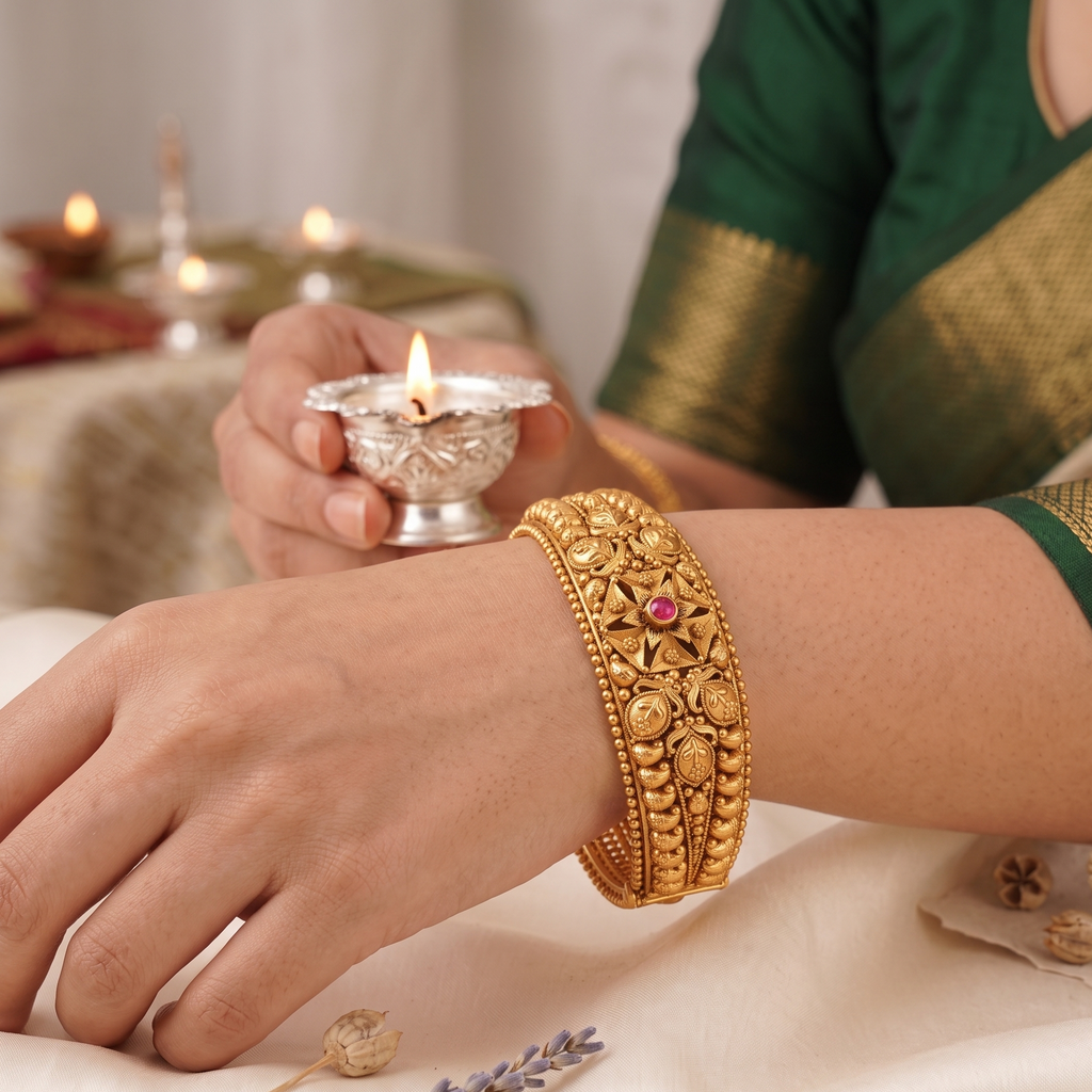 Stunning antique gold openable kada