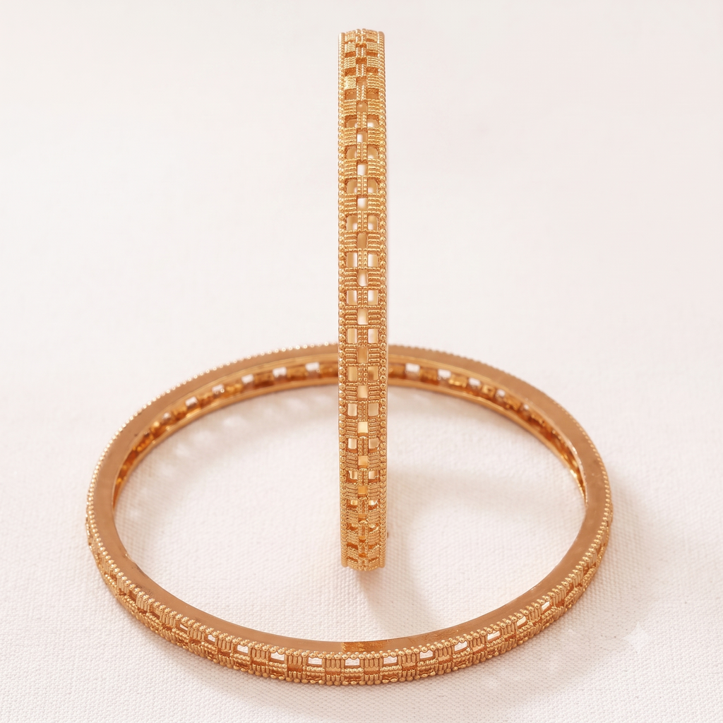 Gold plated suheri jaal bangle set