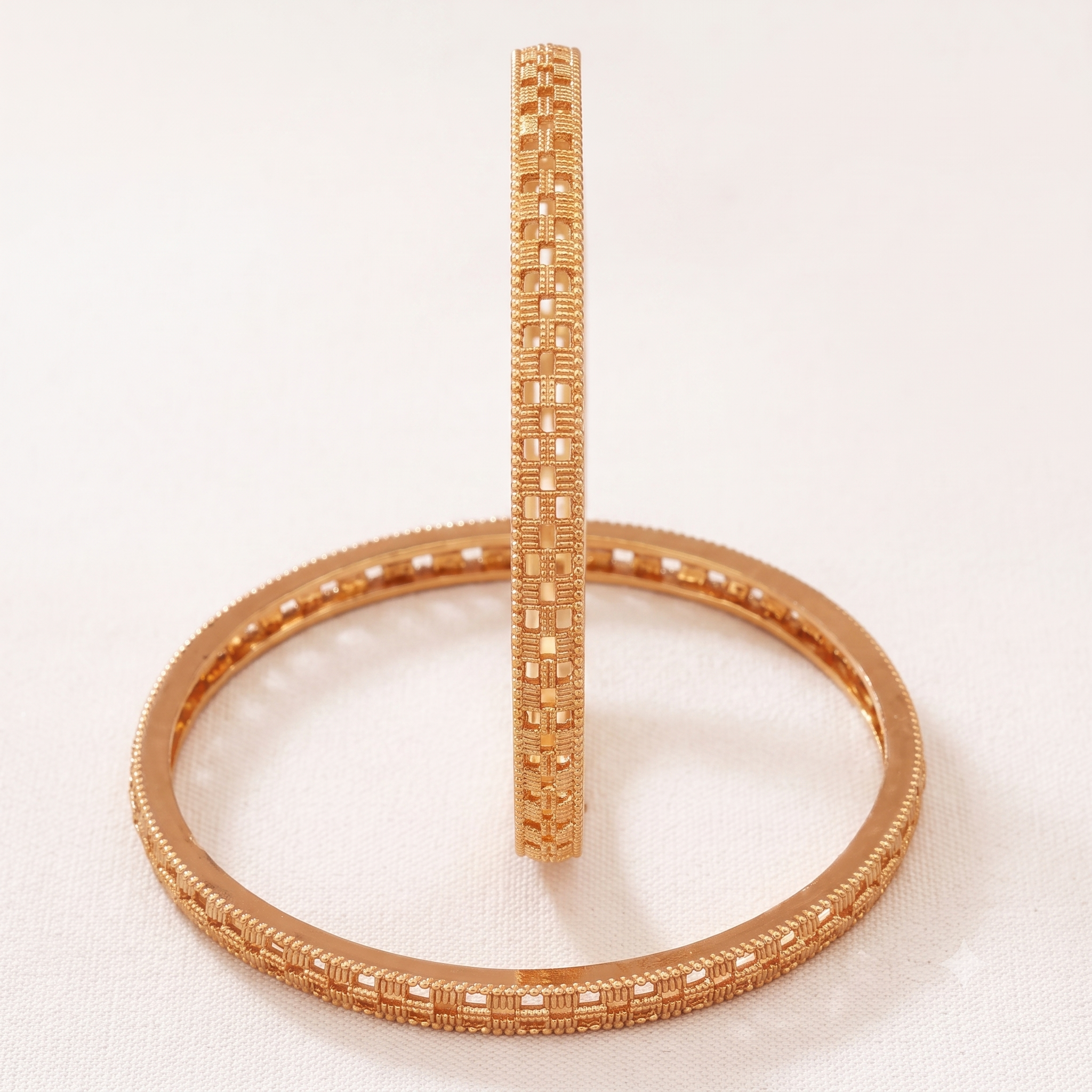 Gold plated suheri jaal bangle set
