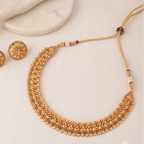 Plain antique gold intricate necklace set