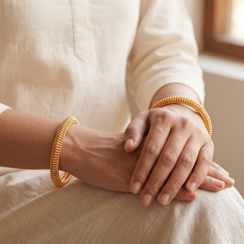 Beautiful elegant gold bangle set