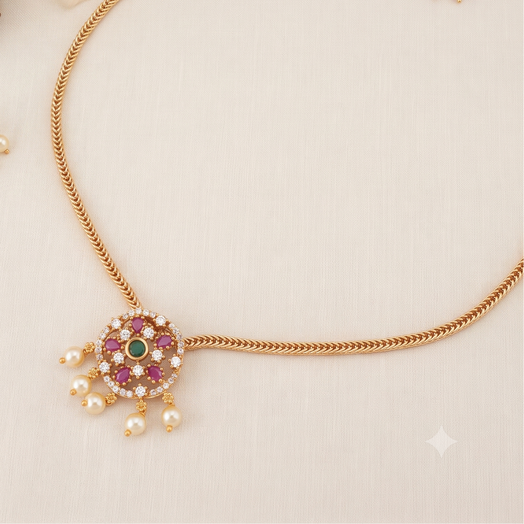 Stunning pearl drop ruby necklace set