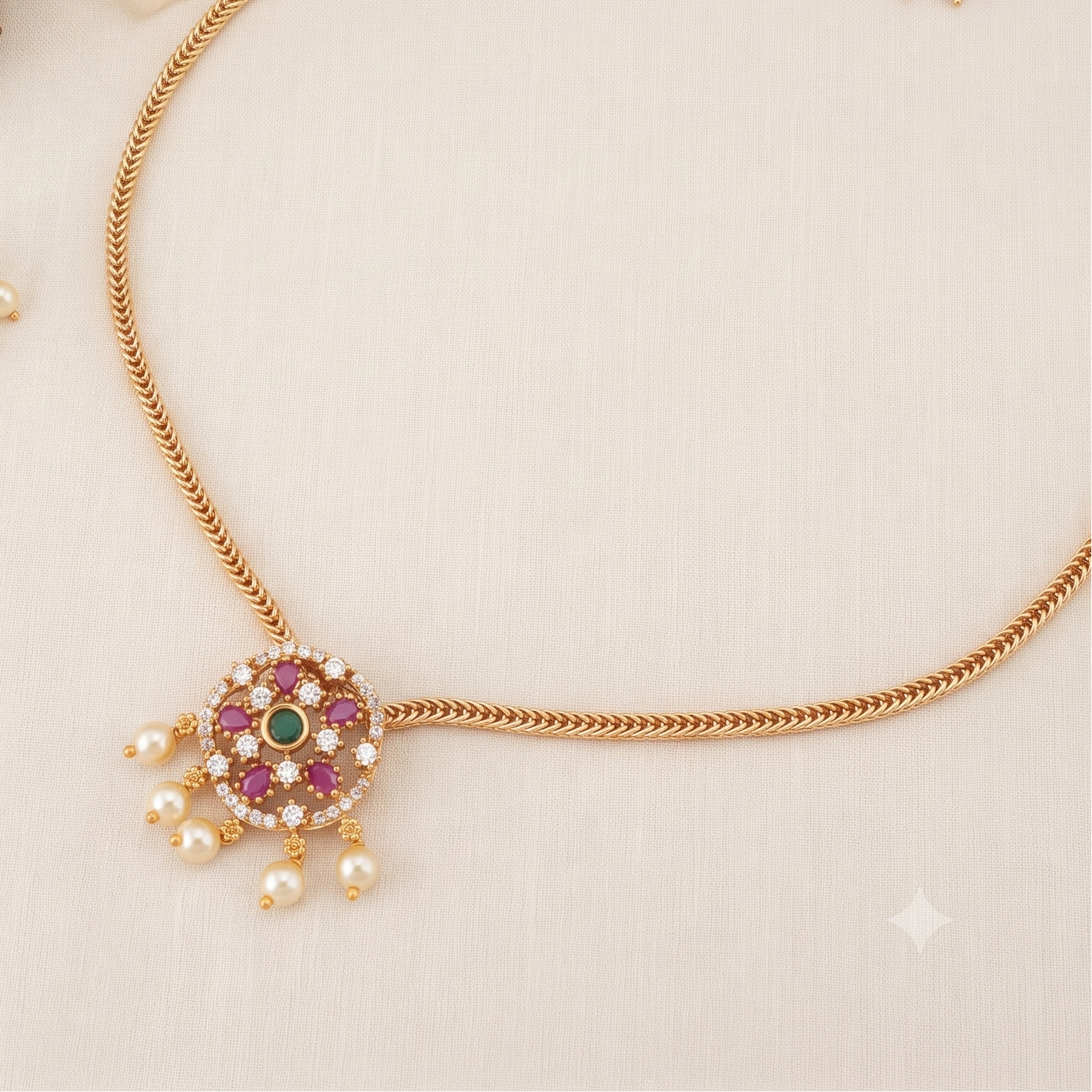 Stunning pearl drop ruby necklace set