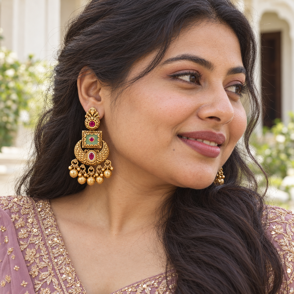 Stunning gold mint Green Ruby Drop Earrings