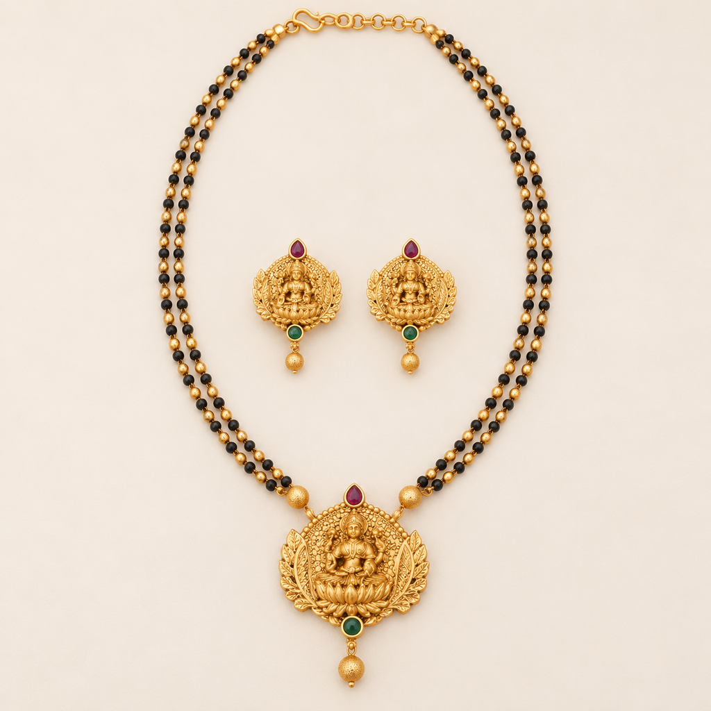 Stunning antique gold maa lakshmi mangalsutra set