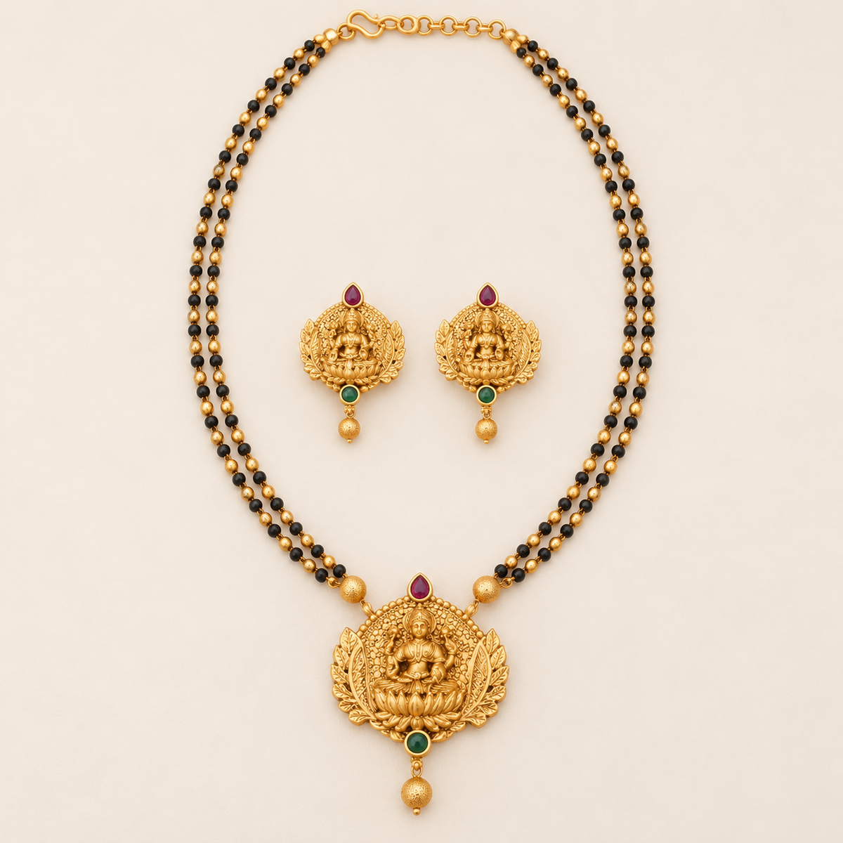 Stunning antique gold maa lakshmi mangalsutra set