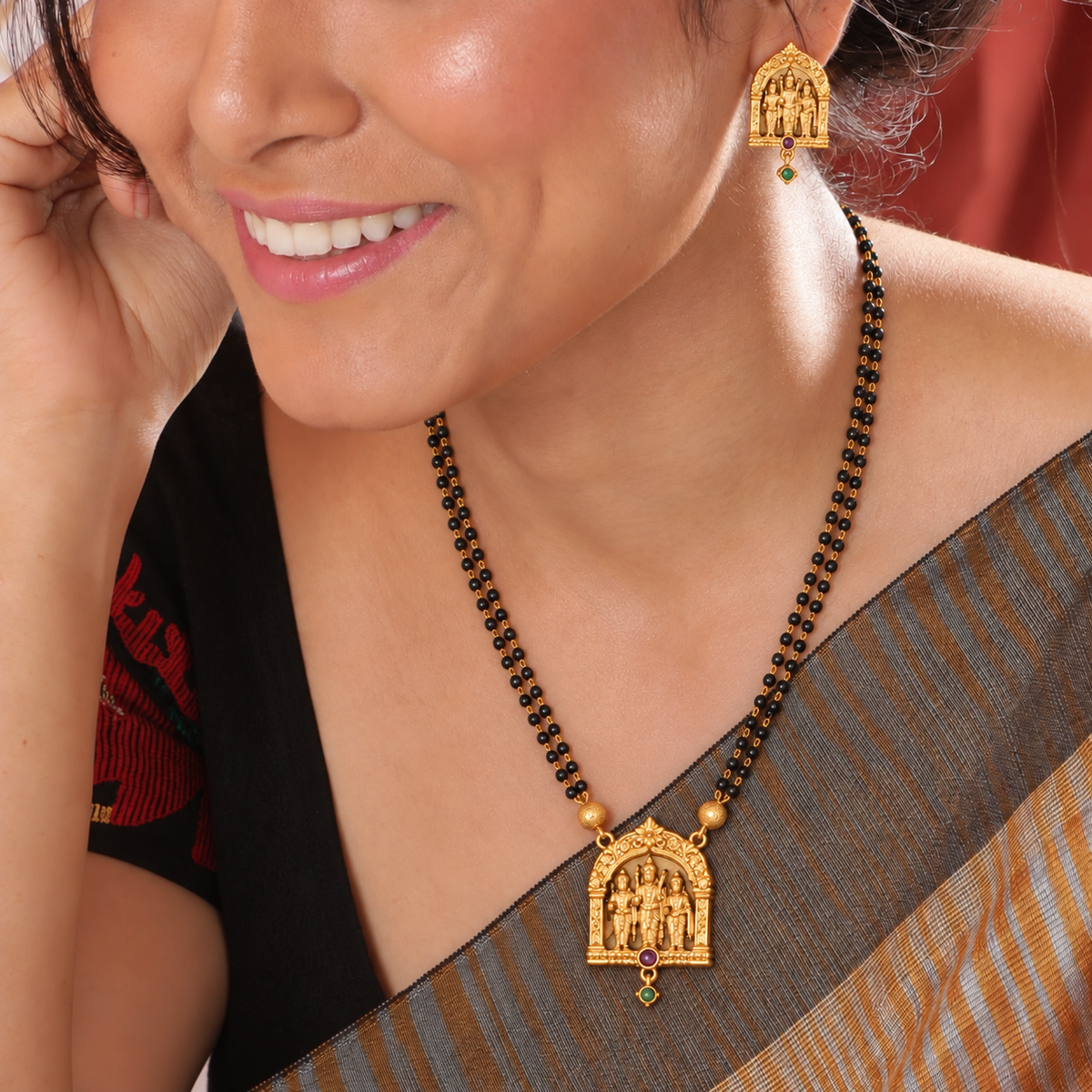 Beautiful antique gold ram sita mangalsutra set