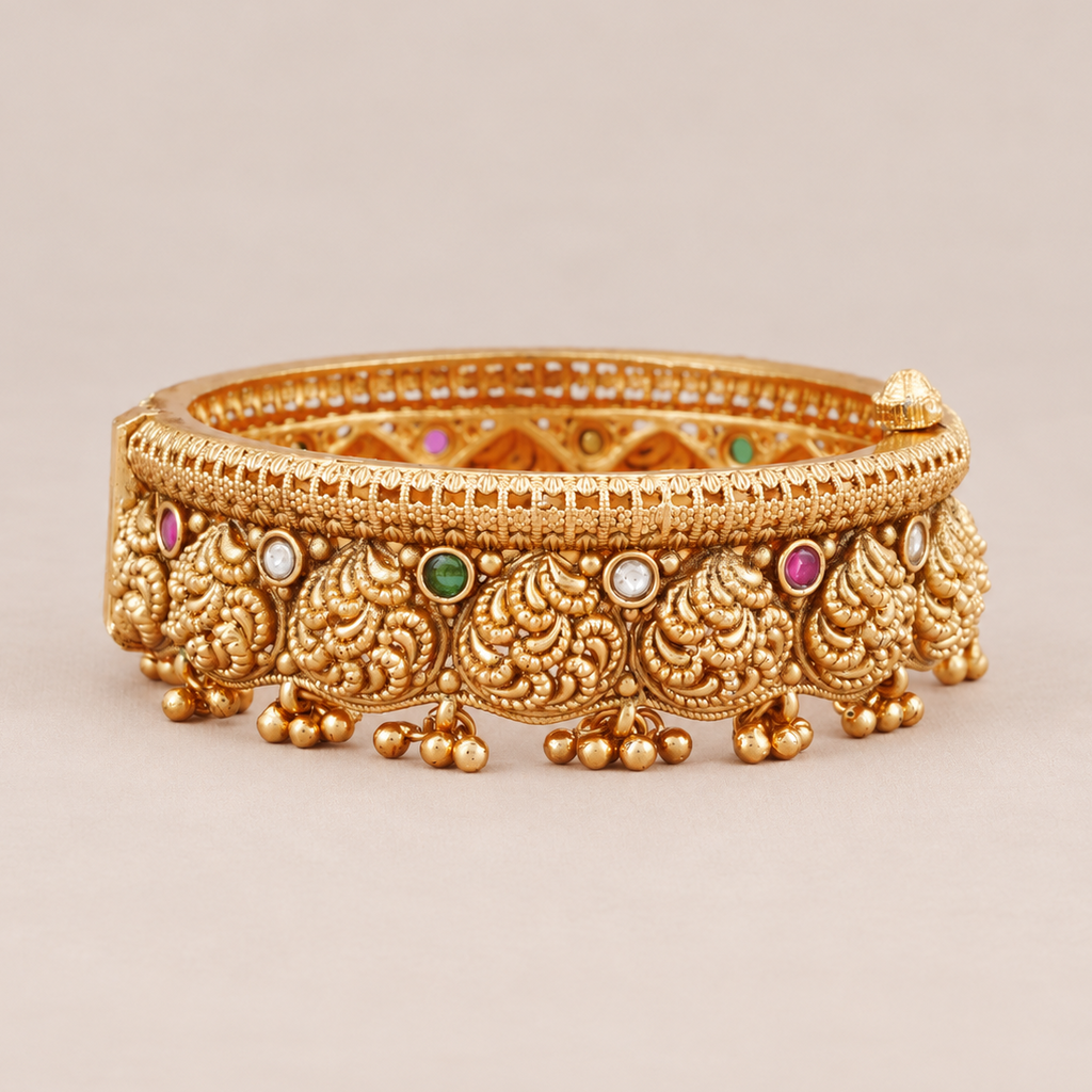 Beautiful antique gold stone ghungroo kada