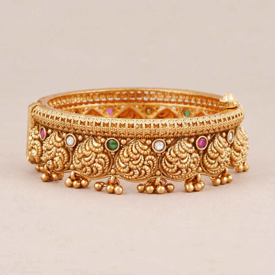 Beautiful antique gold stone ghungroo kada