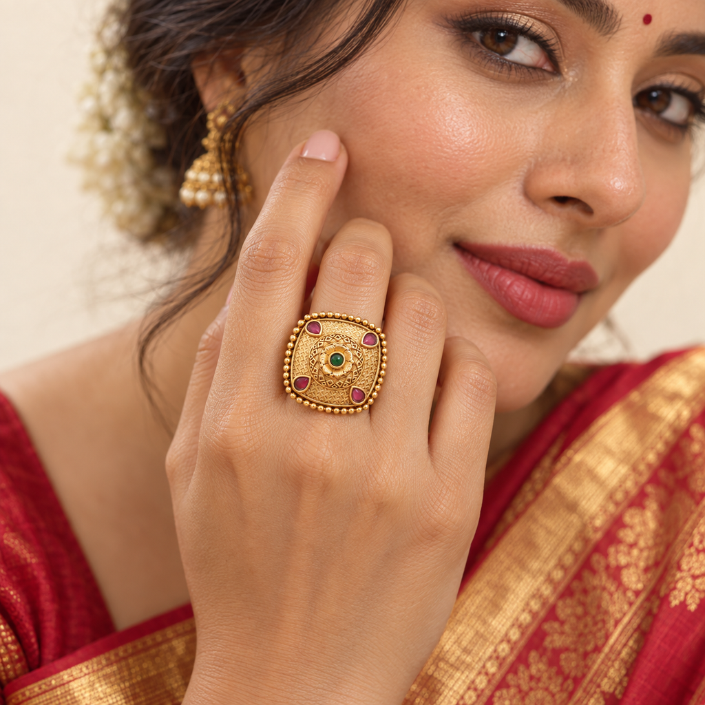 Beautiful antique gold stone finger ring