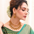 Gold Plated Plain Paisely Layer Neckalce Set