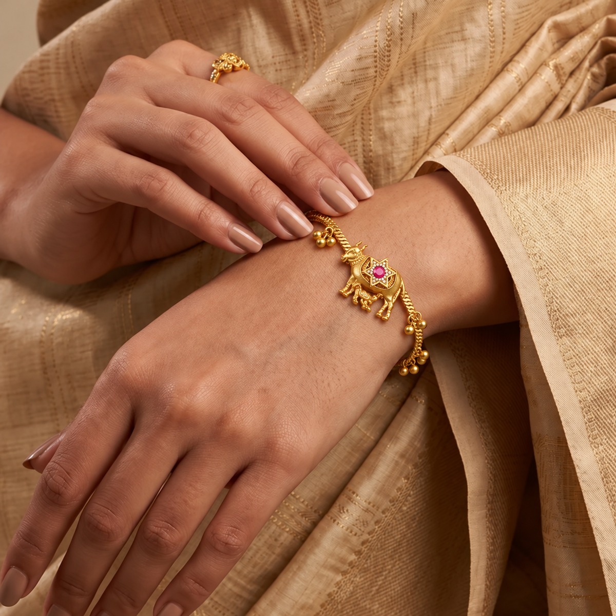 Stunning antique gold Kamdhenu Kripa Bracelet