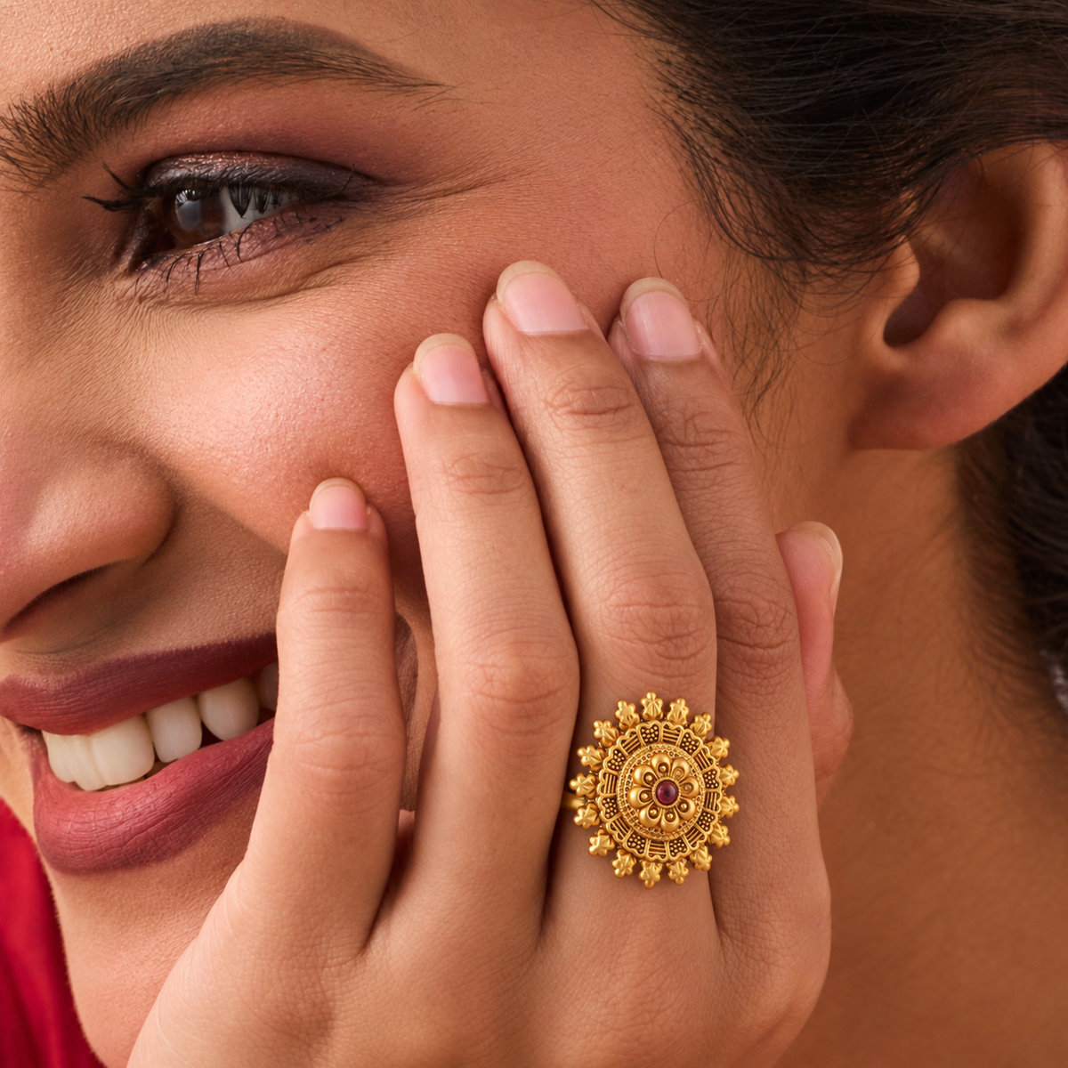Antique Gold Plated Stone Finger Ring