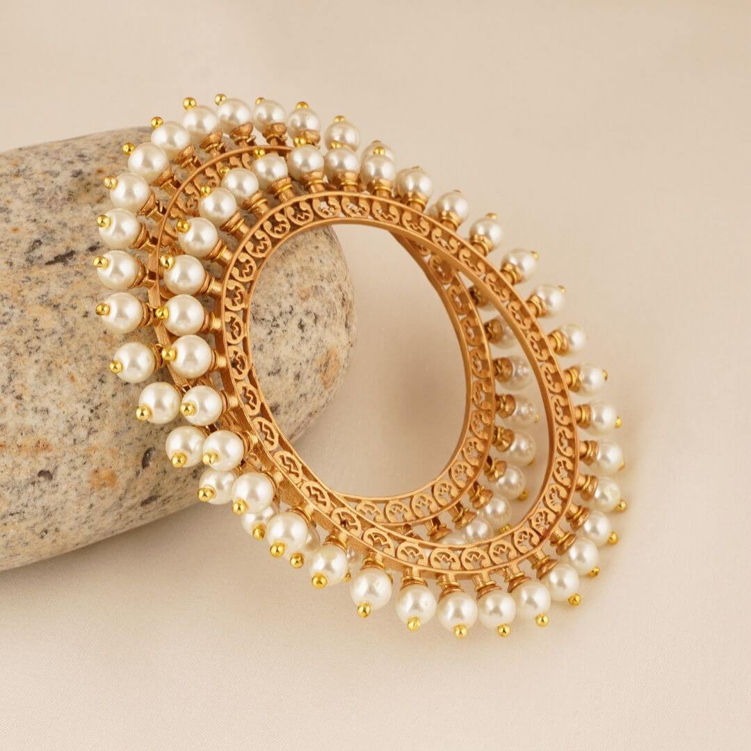 Round Pearl Gold Pacheli Bangle Set I Free Cod I Buy now